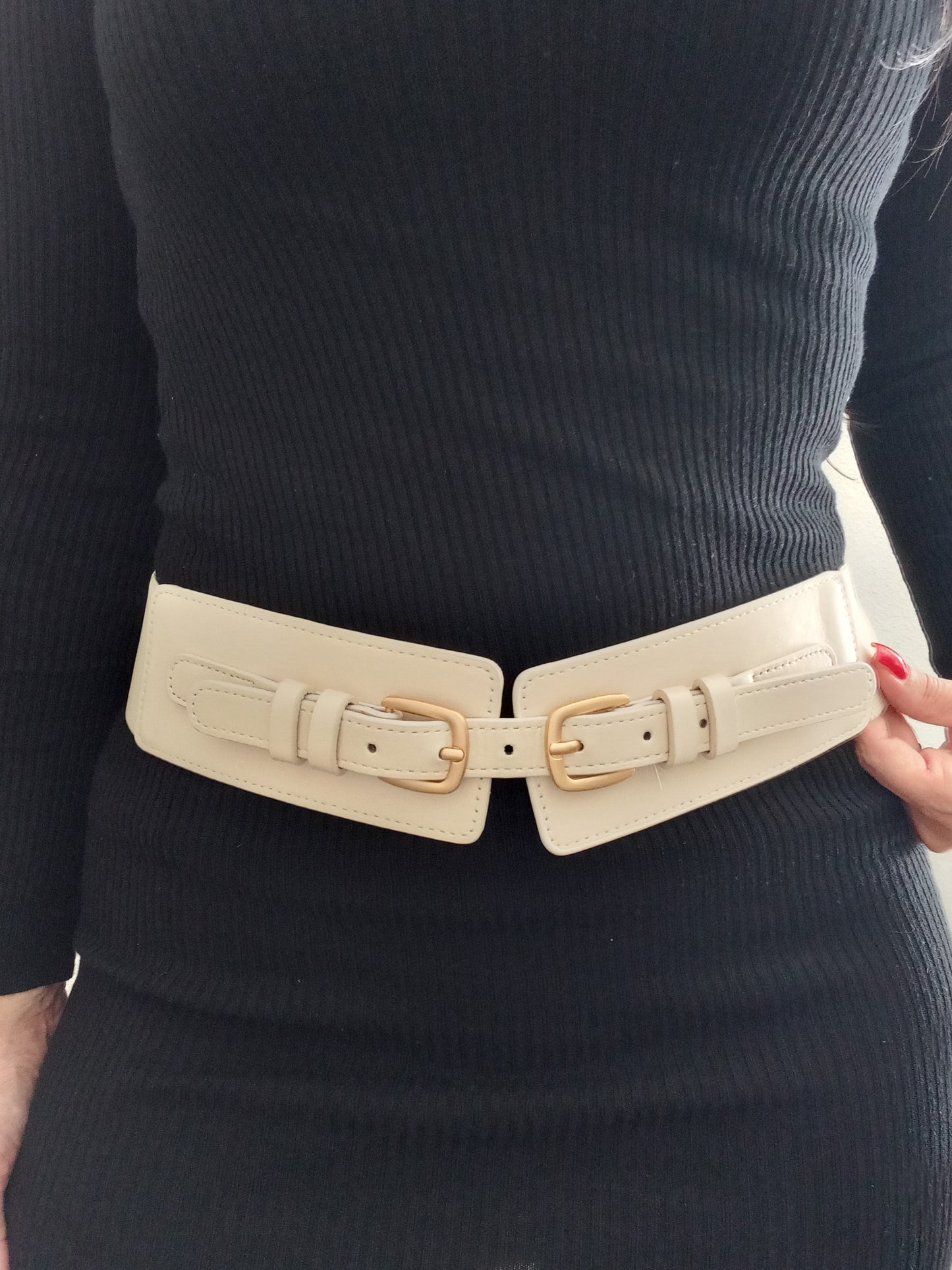 Ceinture large beige
