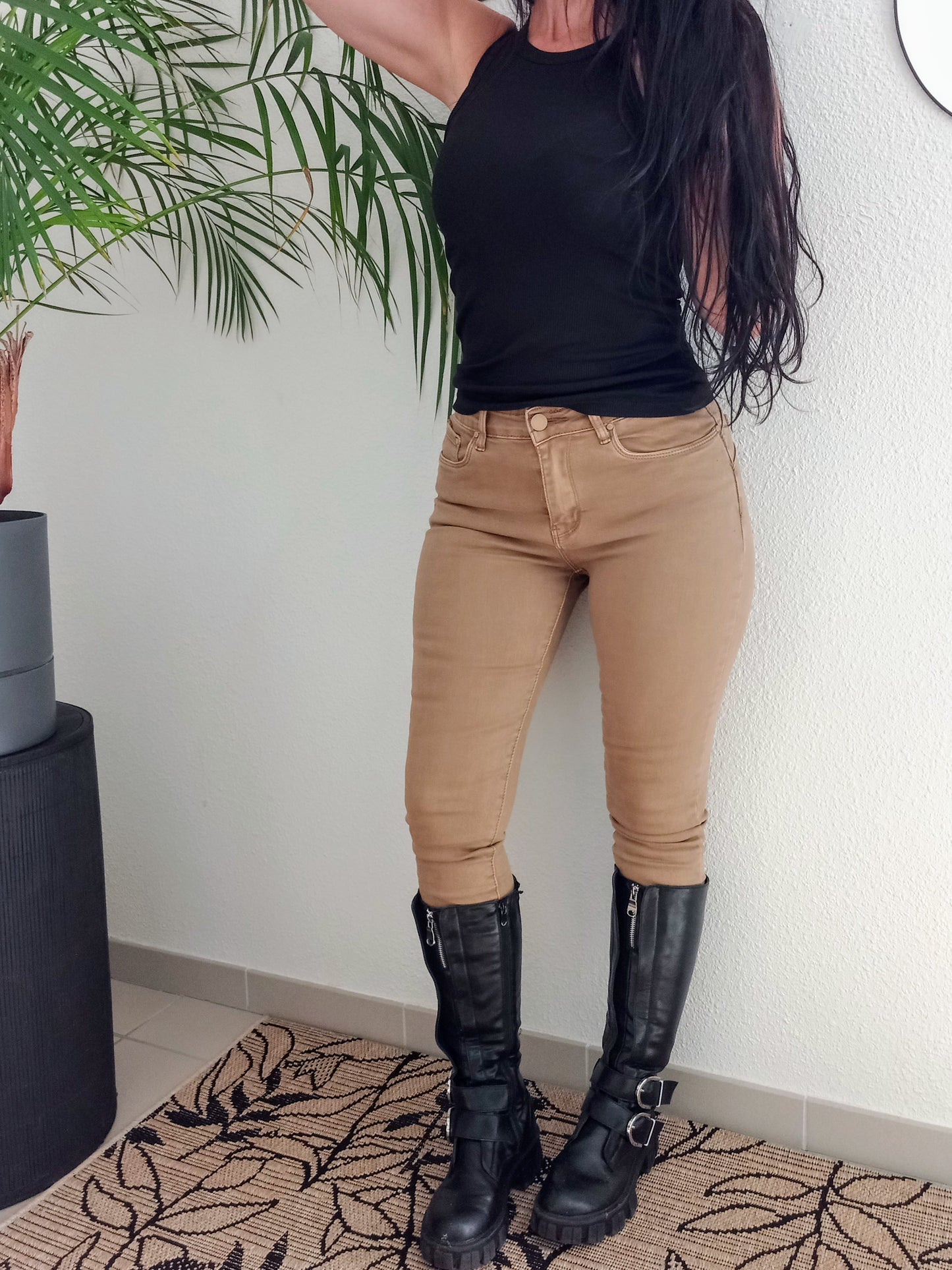 Pantalon slim beige
