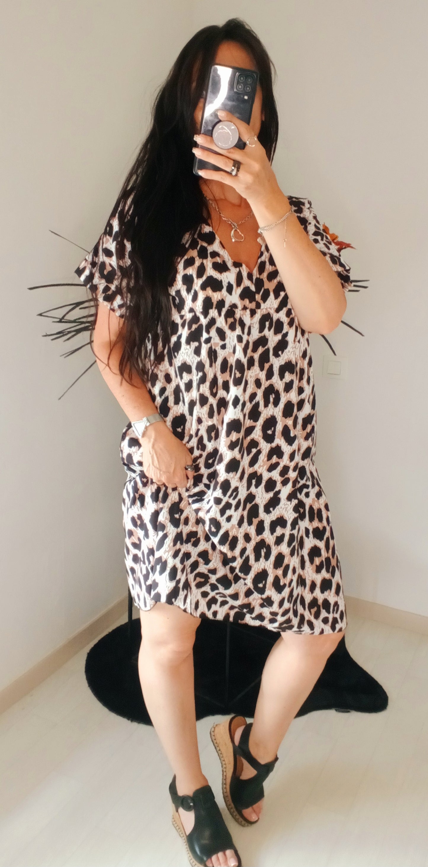 Robe courte léopard