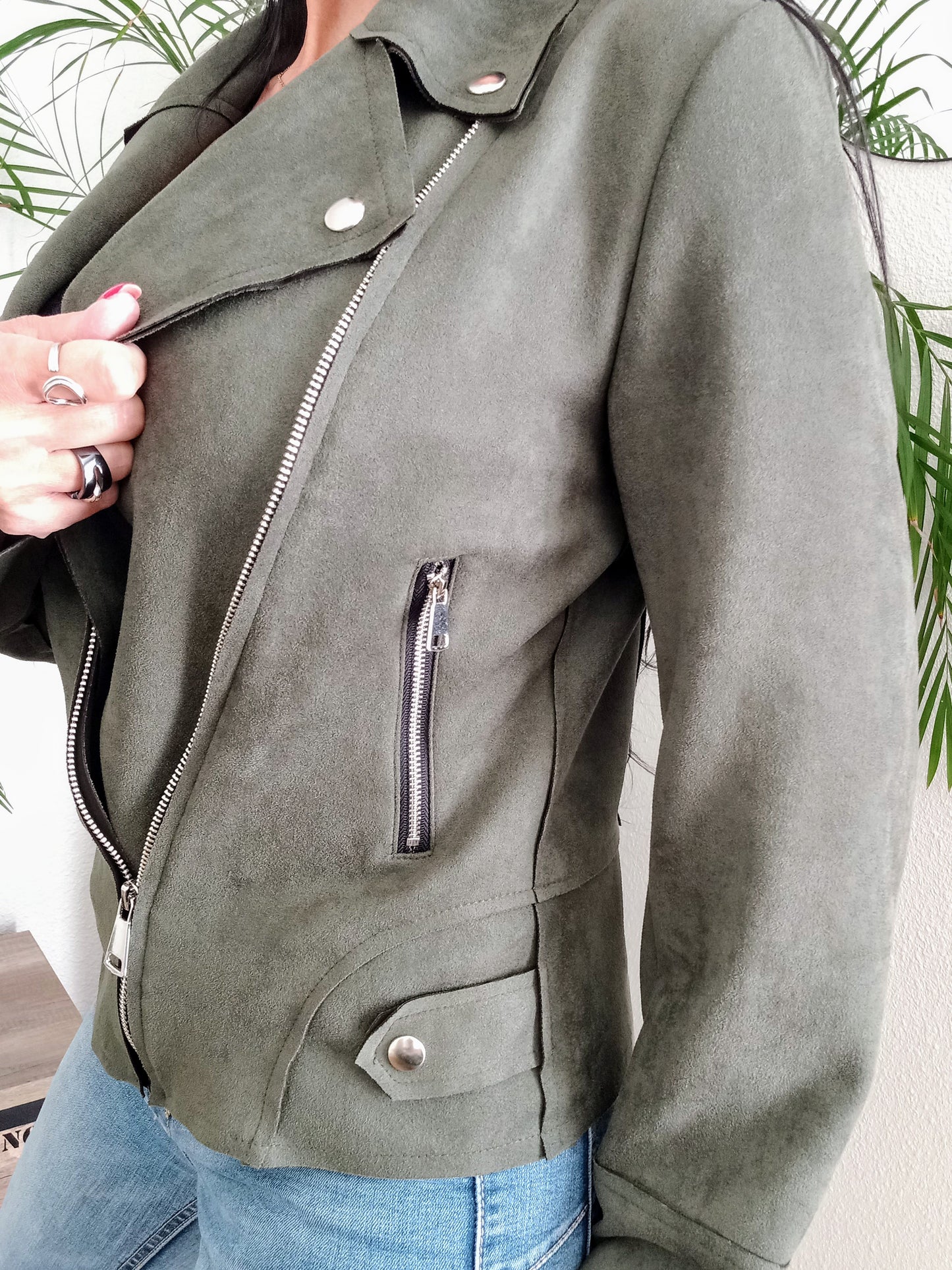 Veste suédine Kaki