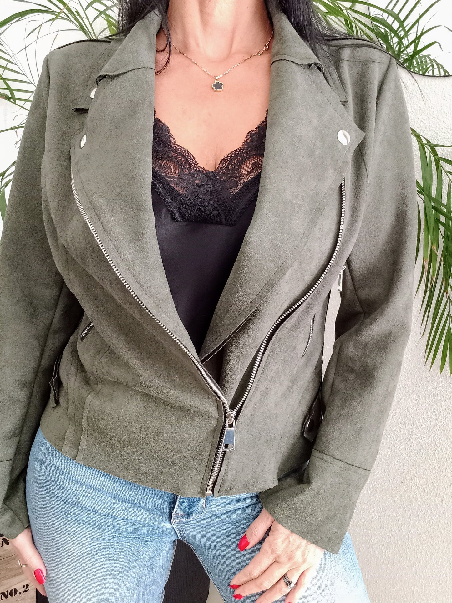 Veste suédine Kaki